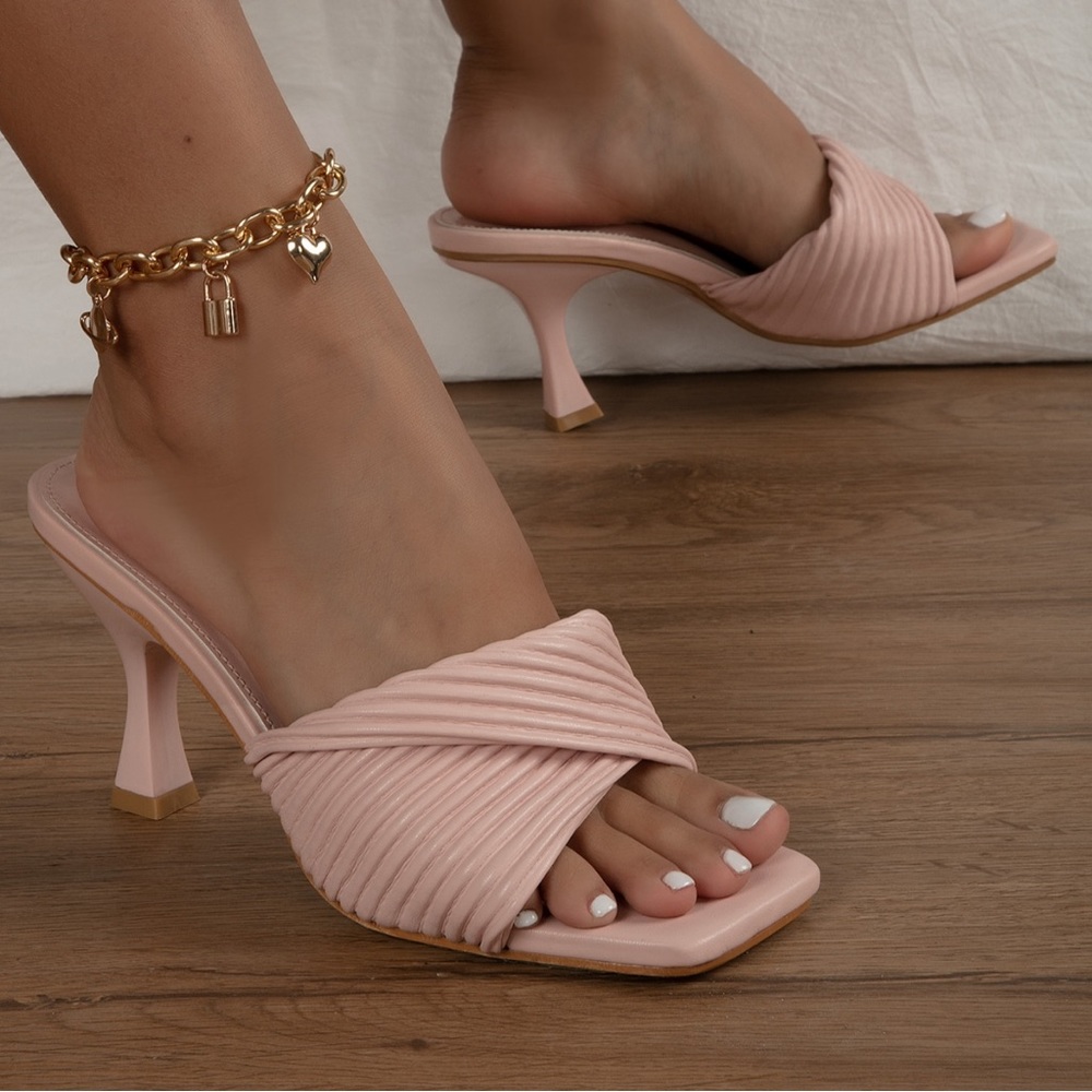 Pink Heeled Mules